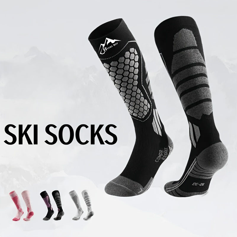 Thermal Sock Winter - ถุงเท้าสกีแบบหนาสำหรับทุกเพศ แห้งเร็ว ระบายความร้อนได้ดี ถุงเท้าสำหรับหิมะระดับมืออาชีพ เหมาะสำหรับการเดินป่าในฤดูหนาว กีฬา