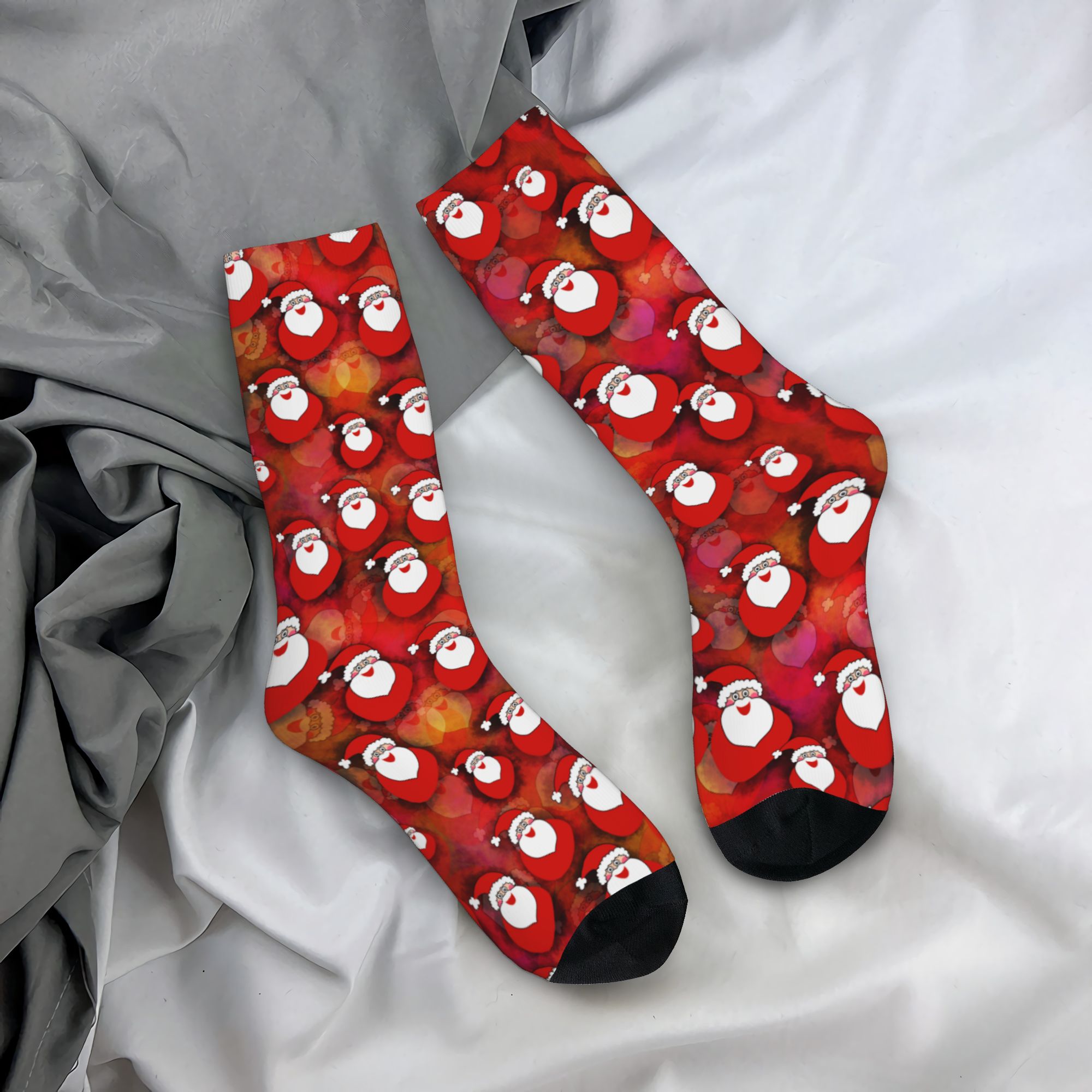 Dress Sock Men - ถุงเท้าแฟชั่นลายซานตาคลอสสำหรับเทศกาลคริสต์มาส ของขวัญวันหยุด ถุงเท้าข้อสั้นสำหรับผู้ชายและผู้หญิง ให้ความอบอุ่นและมีเอกลักษณ์