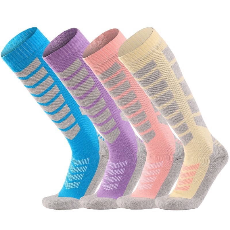 Thermal Sock Winter - ถุงเท้าสกีขนแกะเมอริโน ถุงเท้าสโนว์บอร์ดฤดูหนาวแบบยาวถึงเข่า หนา อบอุ่น ระบายอากาศได้ดี ซับเหงื่อ