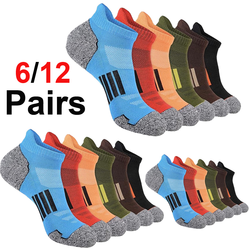 6/12 คู่ ถุงเท้าข้อเท้าลายทางห - Ankle Sock Low Cut บทวิจารณ์และราคา